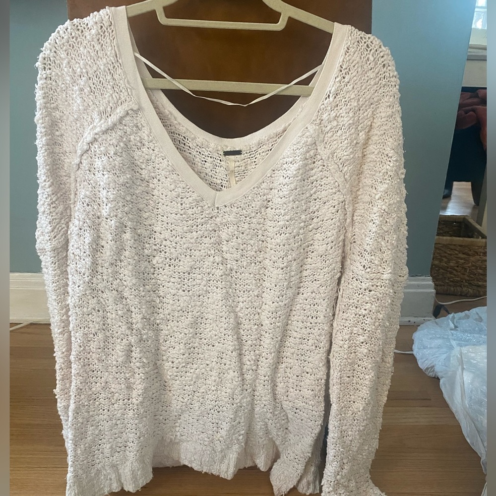 White Free People slouchy sweater